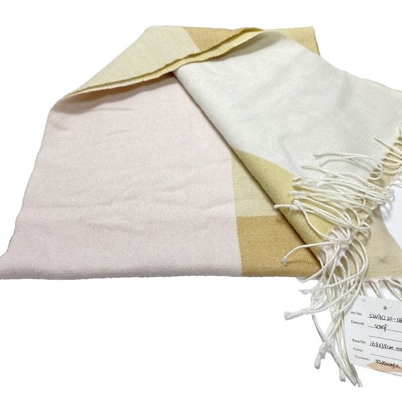 Women's Designer Winter Scarf Brand New White Cream Tan Square Colors - Picture 2 of 6